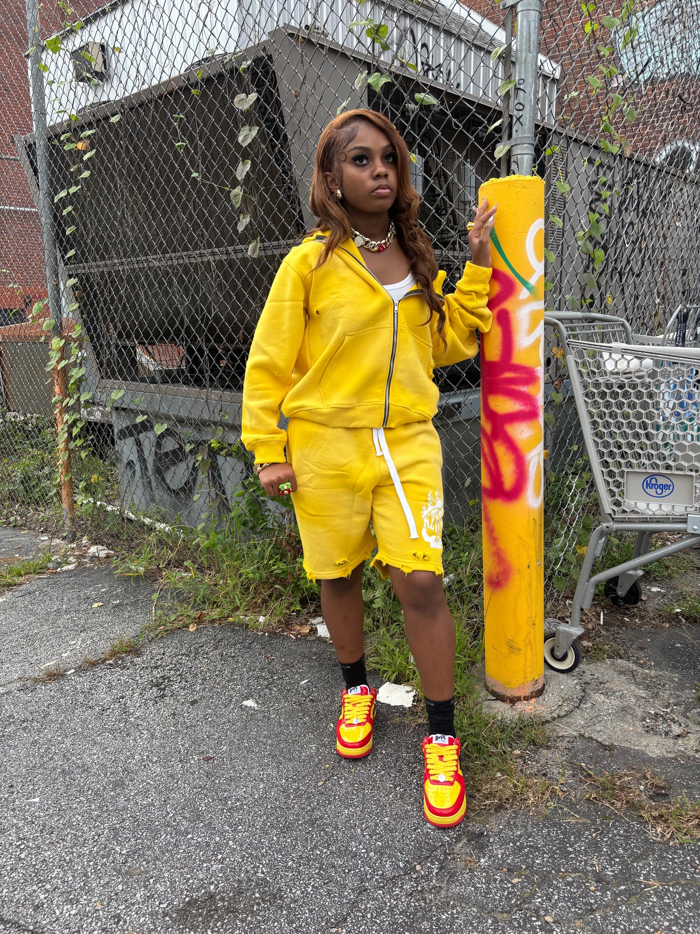 KZYFSN Yellow Flame Zip Up Jacket