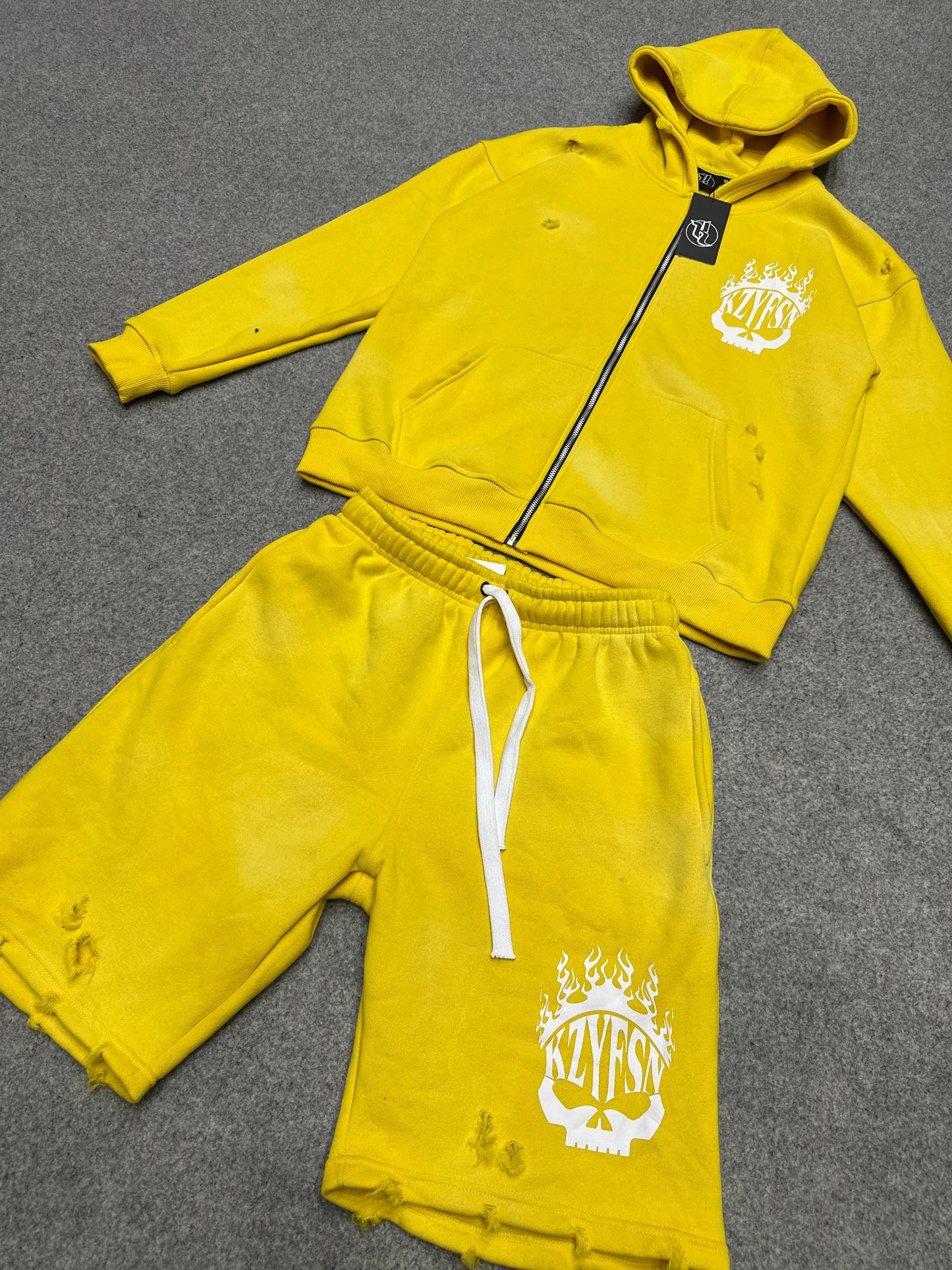 KZYFSN  Yellow  Flame Zip Up Jacket