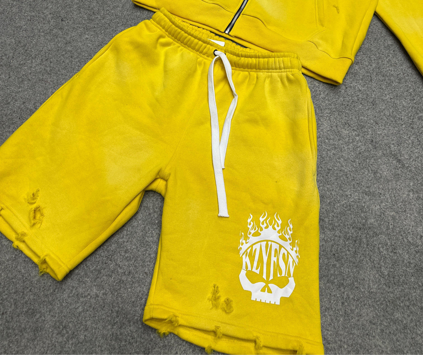 KZYFSN  Yellow  Flame shorts